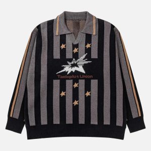 Concert Outfit Star Rugby Striped Sweater