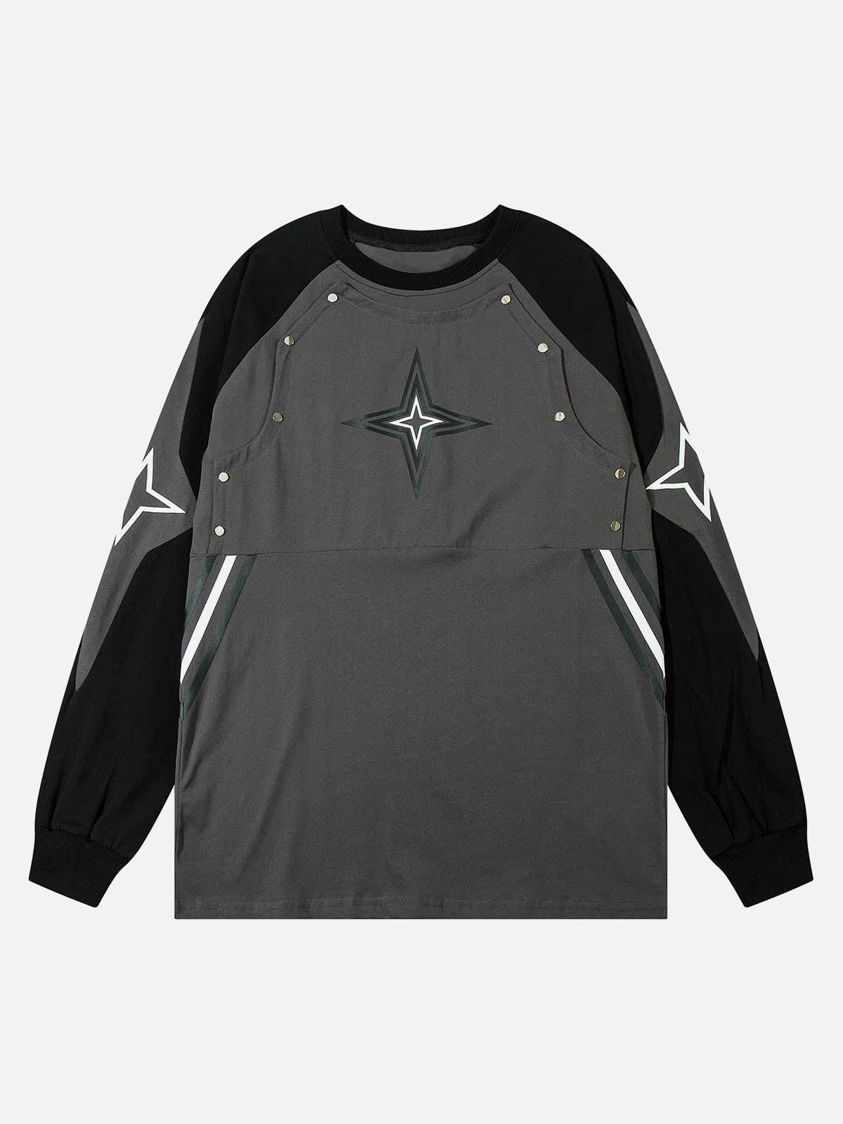Concert Outfit Star Stitched Studded Long Sleeve T-Shirt Concert Outfit Star Stitched Studded Long Sleeve T-Shirt