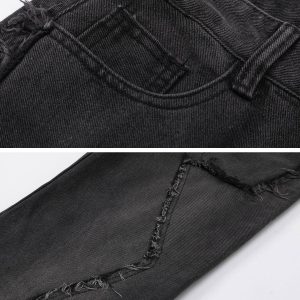 Concert Outfit Star Symmetrical Raw Edge Splicing Jeans