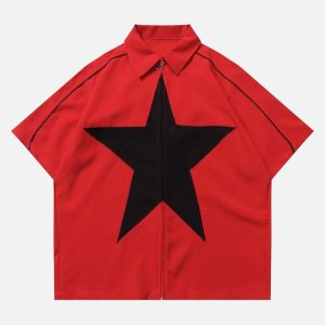 Concert Outfit Star Zipper Design Shirt