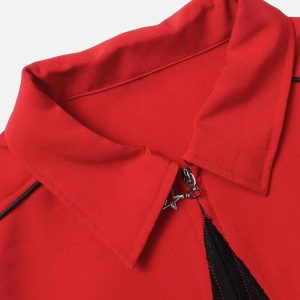 Concert Outfit Star Zipper Design Shirt