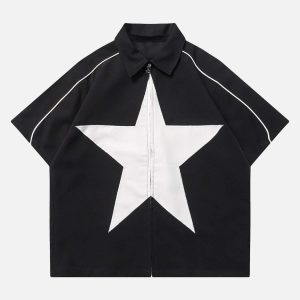 Concert Outfit Star Zipper Design Shirt
