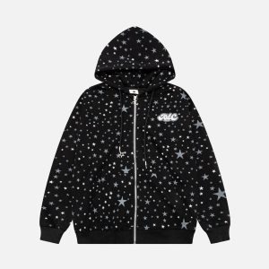 Concert Outfit Stars Full Print Zip-Up Hoodie