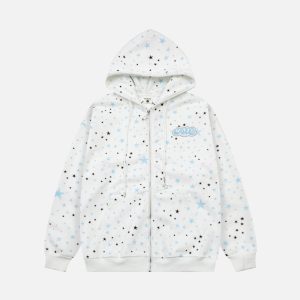 Concert Outfit Stars Full Print Zip-Up Hoodie