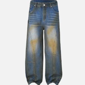 Concert Outfit Straight-Leg Patchwork Mud-Dyed Jeans