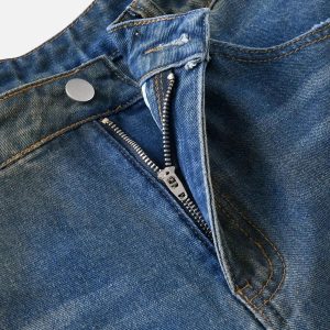 Concert Outfit Straight-Leg Patchwork Mud-Dyed Jeans