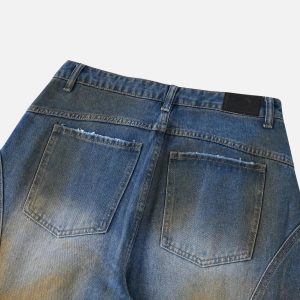 Concert Outfit Straight-Leg Patchwork Mud-Dyed Jeans