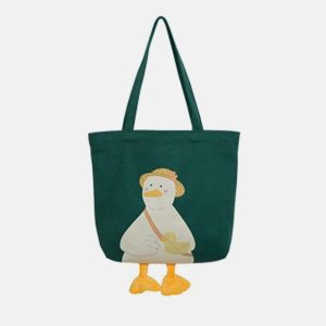 Concert Outfit Straw Hat Duck Canvas Bag