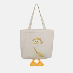 Concert Outfit Straw Hat Duck Canvas Bag