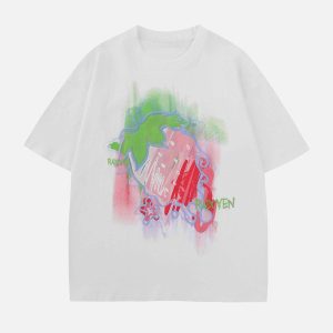 Concert Outfit Strawberry Embroidery Tee