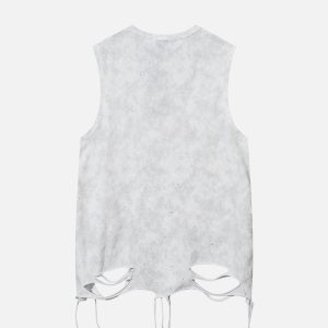 Concert Outfit Street Chain Waistcoat Ripped Vest