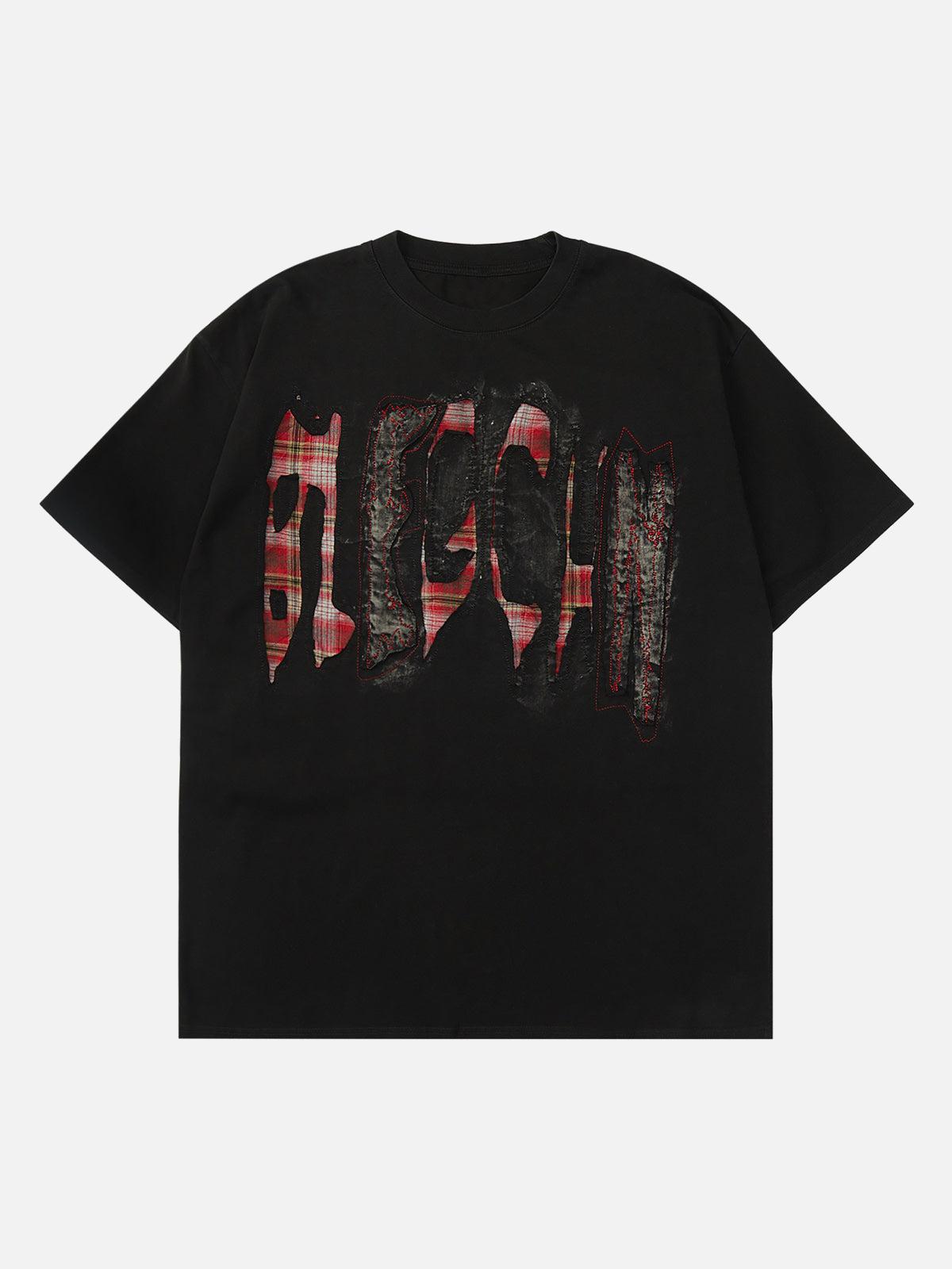 Concert Outfit Street Contrast Color Embroidered T-Shirt Concert Outfit Street Contrast Color Embroidered T-Shirt