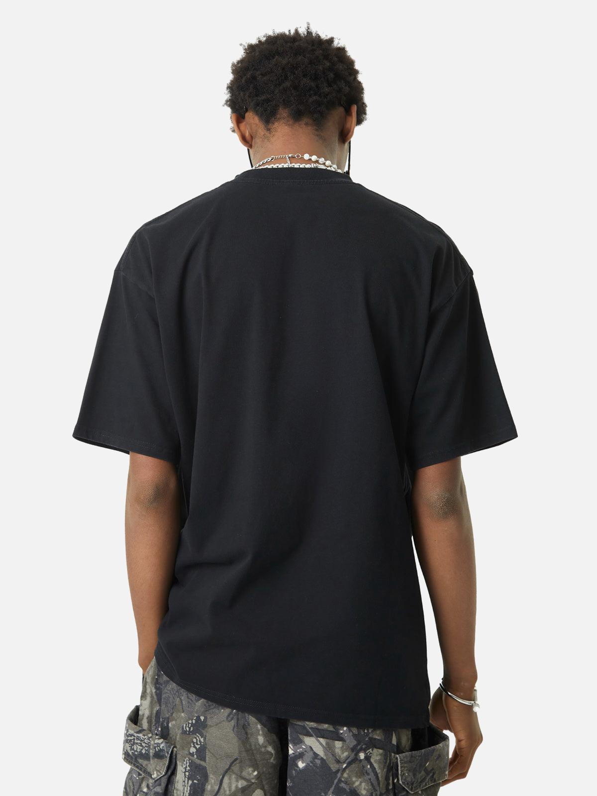 Concert Outfit Street Contrast Color Embroidered T-Shirt Concert Outfit Street Contrast Color Embroidered T-Shirt