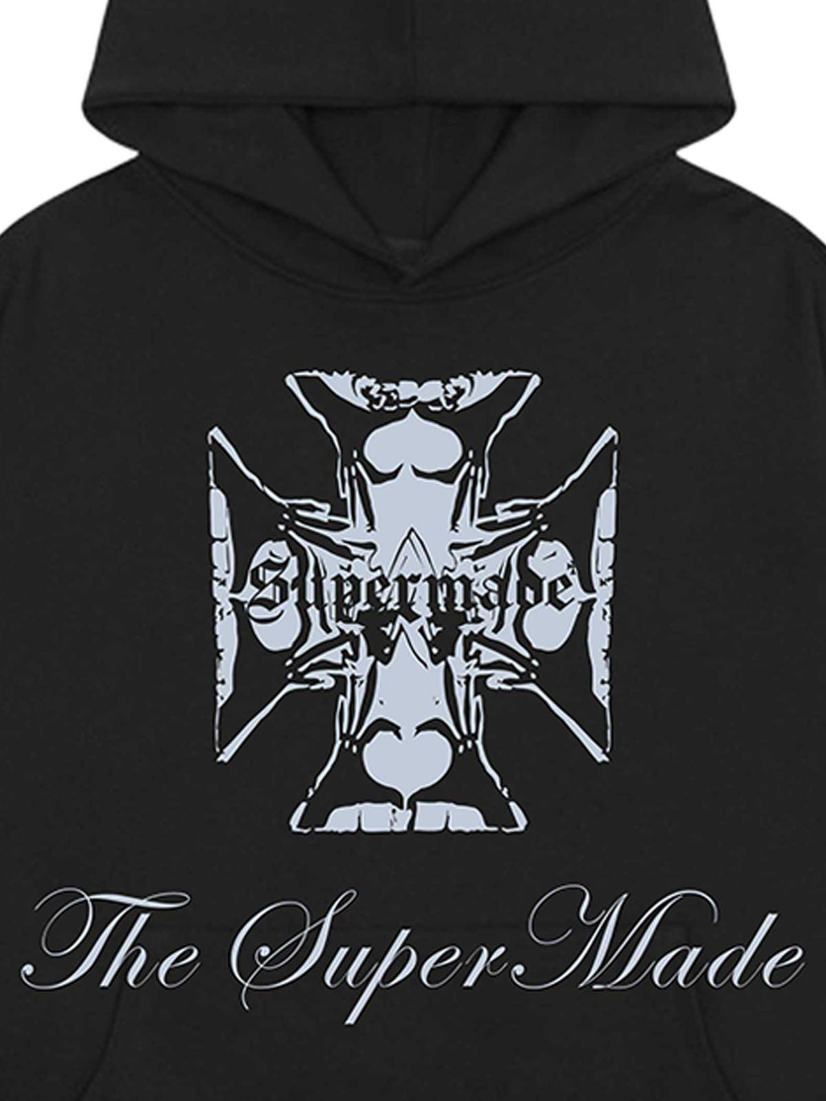 Concert Outfit Street Cross Letters Print Hoodie Concert Outfit Street Cross Letters Print Hoodie