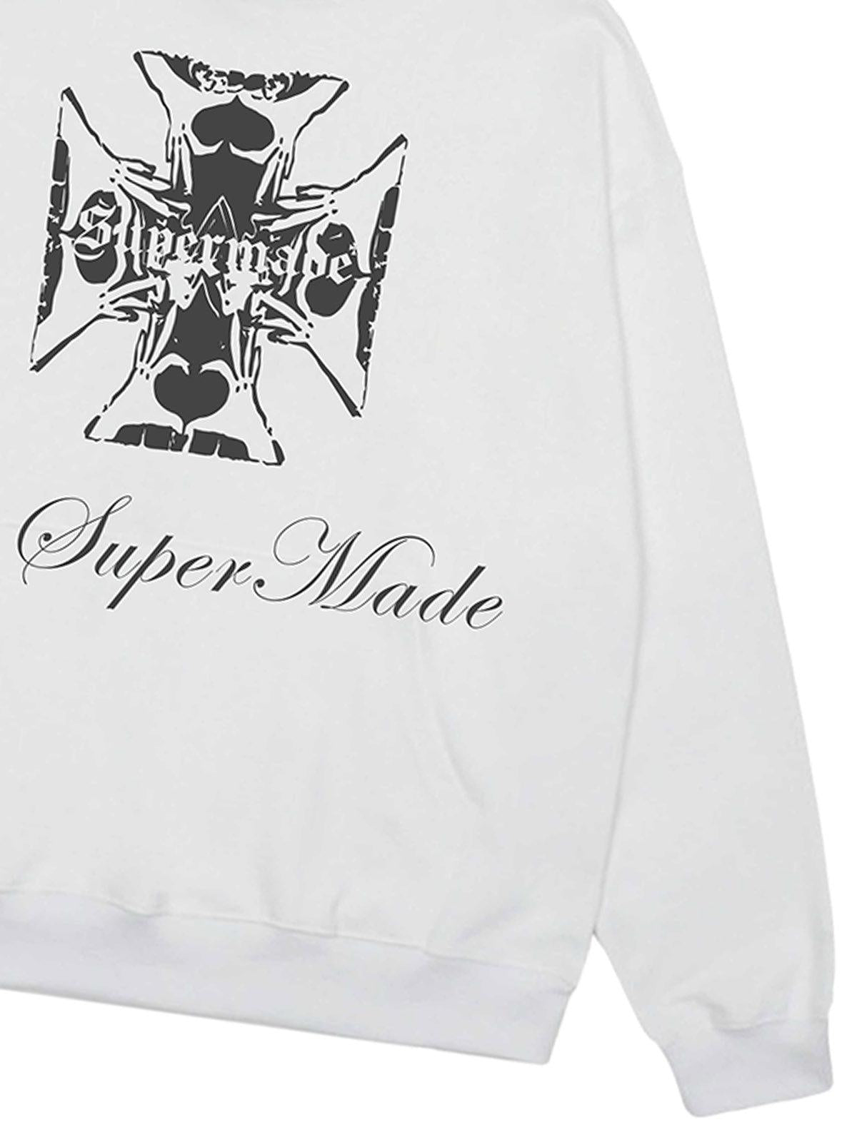 Concert Outfit Street Cross Letters Print Hoodie Concert Outfit Street Cross Letters Print Hoodie