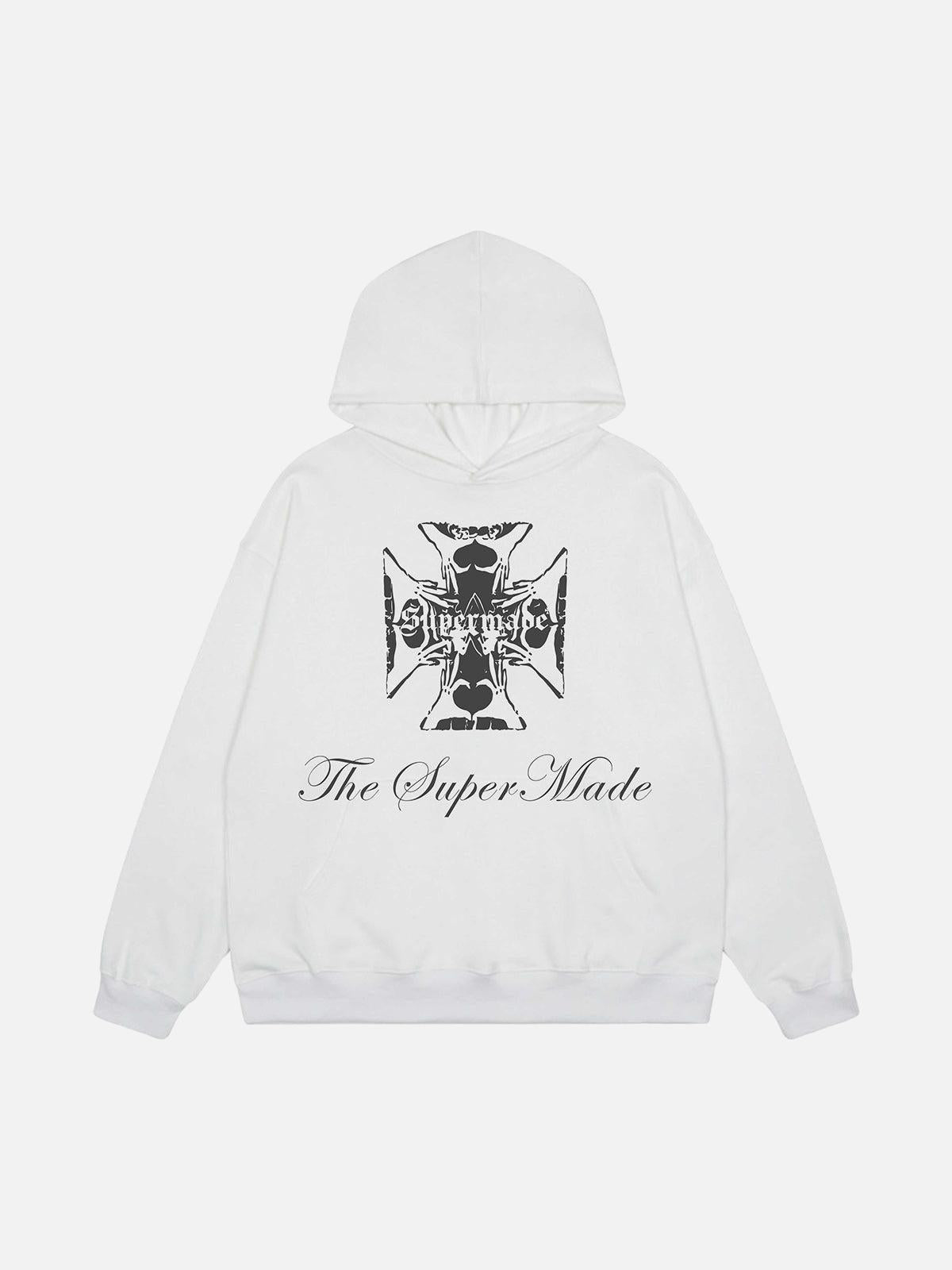 Concert Outfit Street Cross Letters Print Hoodie Concert Outfit Street Cross Letters Print Hoodie