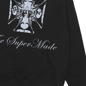 Concert Outfit Street Cross Letters Print Hoodie