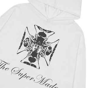 Concert Outfit Street Cross Letters Print Hoodie