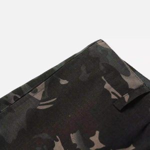 Concert Outfit Street Dark Camouflage Zipper Cargo Pants