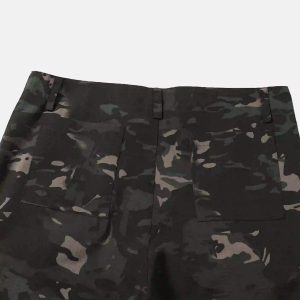 Concert Outfit Street Dark Camouflage Zipper Cargo Pants