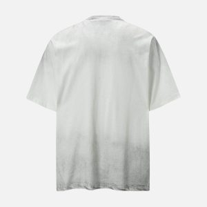 Concert Outfit Street Dirty-Dye Distressed Cut Pocket T-Shirt