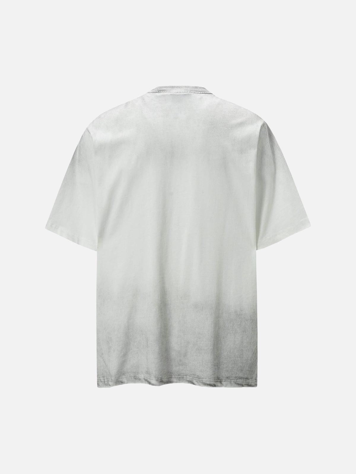 Concert Outfit Street Dirty-Dye Distressed Cut Pocket T-Shirt Concert Outfit Street Dirty-Dye Distressed Cut Pocket T-Shirt