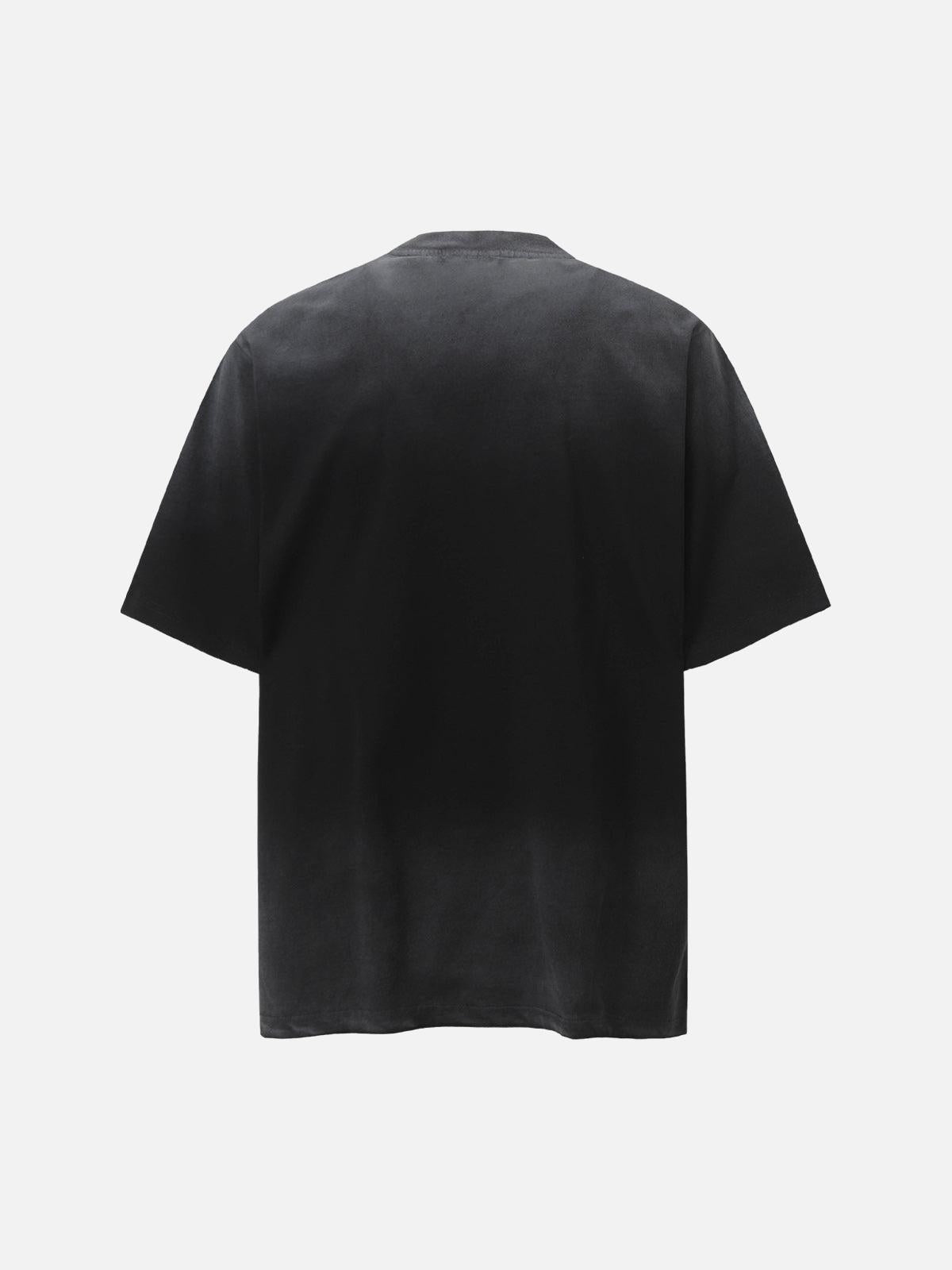 Concert Outfit Street Dirty-Dye Distressed Cut Pocket T-Shirt Concert Outfit Street Dirty-Dye Distressed Cut Pocket T-Shirt