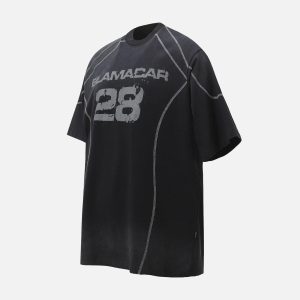 Concert Outfit Street Dirty Dyed Gradient Motorcycle T-Shirt