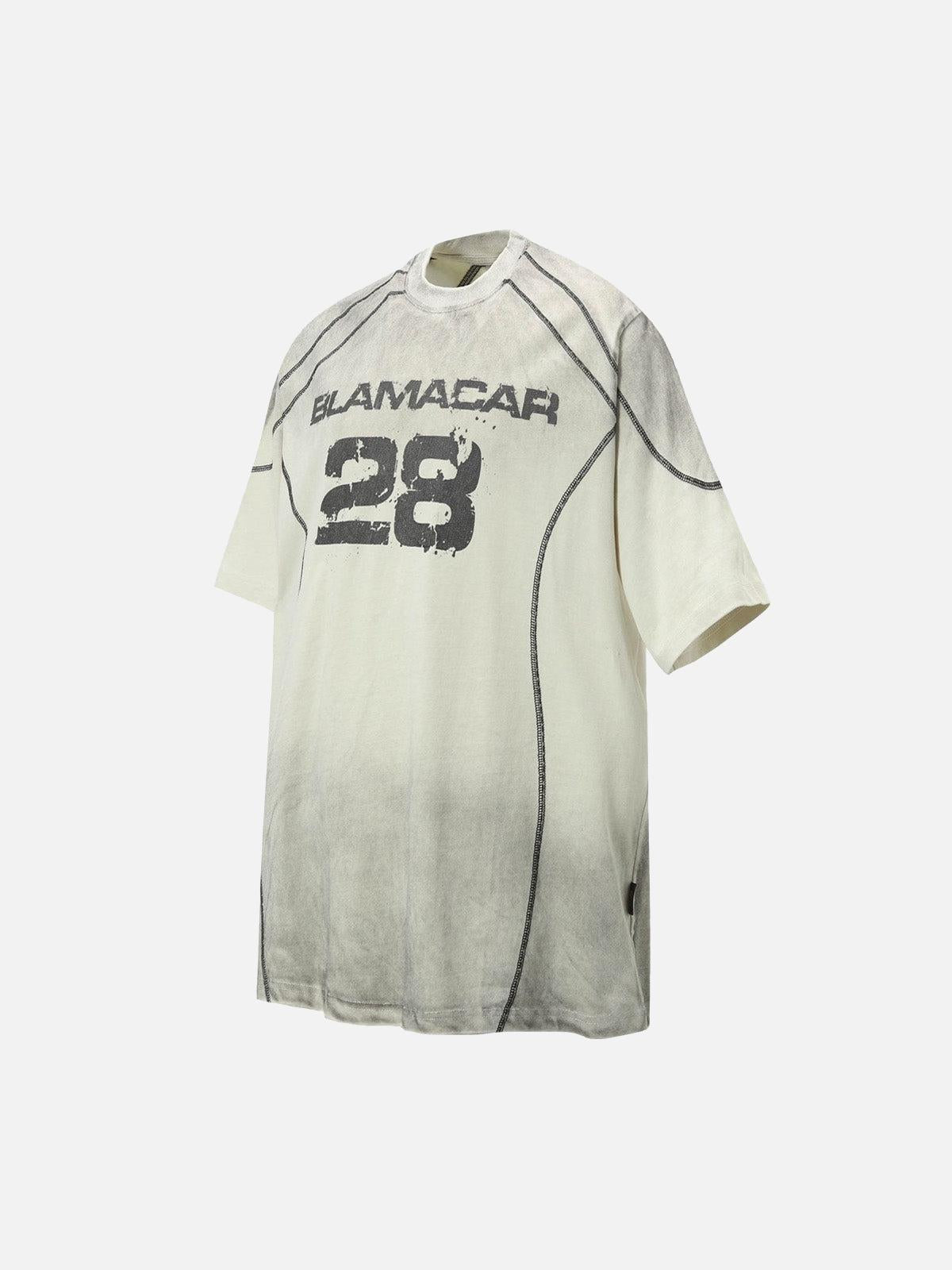 Concert Outfit Street Dirty Dyed Gradient Motorcycle T-Shirt Concert Outfit Street Dirty Dyed Gradient Motorcycle T-Shirt