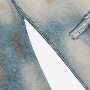 Concert Outfit Street Distressed Industrial Style Straight Jeans