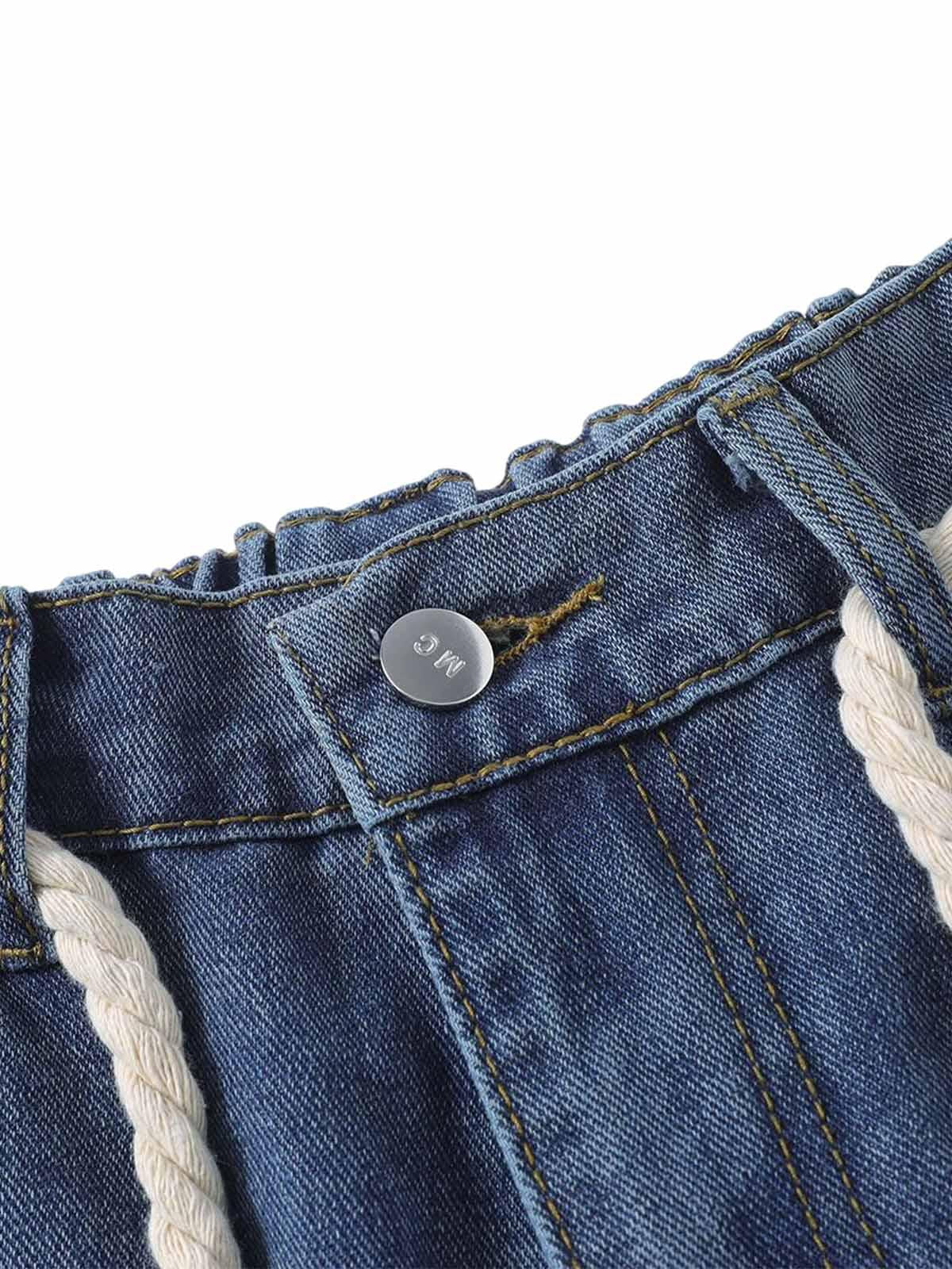 Concert Outfit Street Drawstring Star Applique Jeans Concert Outfit Street Drawstring Star Applique Jeans