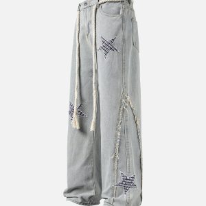 Concert Outfit Street Drawstring Star Applique Jeans