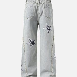 Concert Outfit Street Drawstring Star Applique Jeans