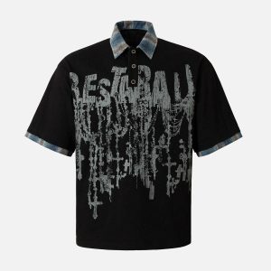 Concert Outfit Street Graffiti POLO Lapel Shirt