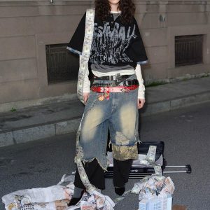 Concert Outfit Street Graffiti POLO Lapel Shirt