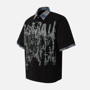 Concert Outfit Street Graffiti POLO Lapel Shirt