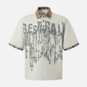 Concert Outfit Street Graffiti POLO Lapel Shirt