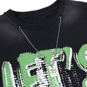 Concert Outfit Street Graphic Spray Print Necklace T-Shirt