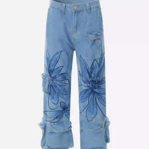 Concert Outfit Street Hand-Painted Graffiti Wide-Leg Jeans