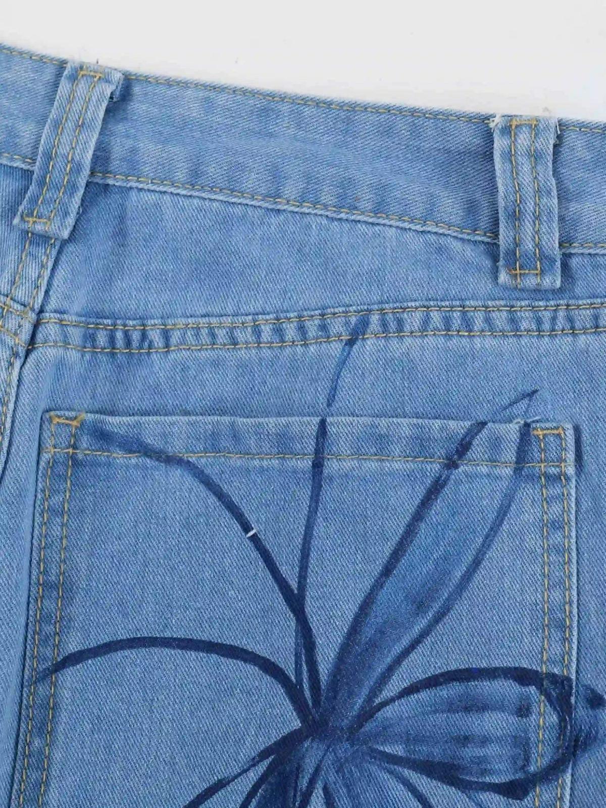 Concert Outfit Street Hand-Painted Graffiti Wide-Leg Jeans Concert Outfit Street Hand-Painted Graffiti Wide-Leg Jeans