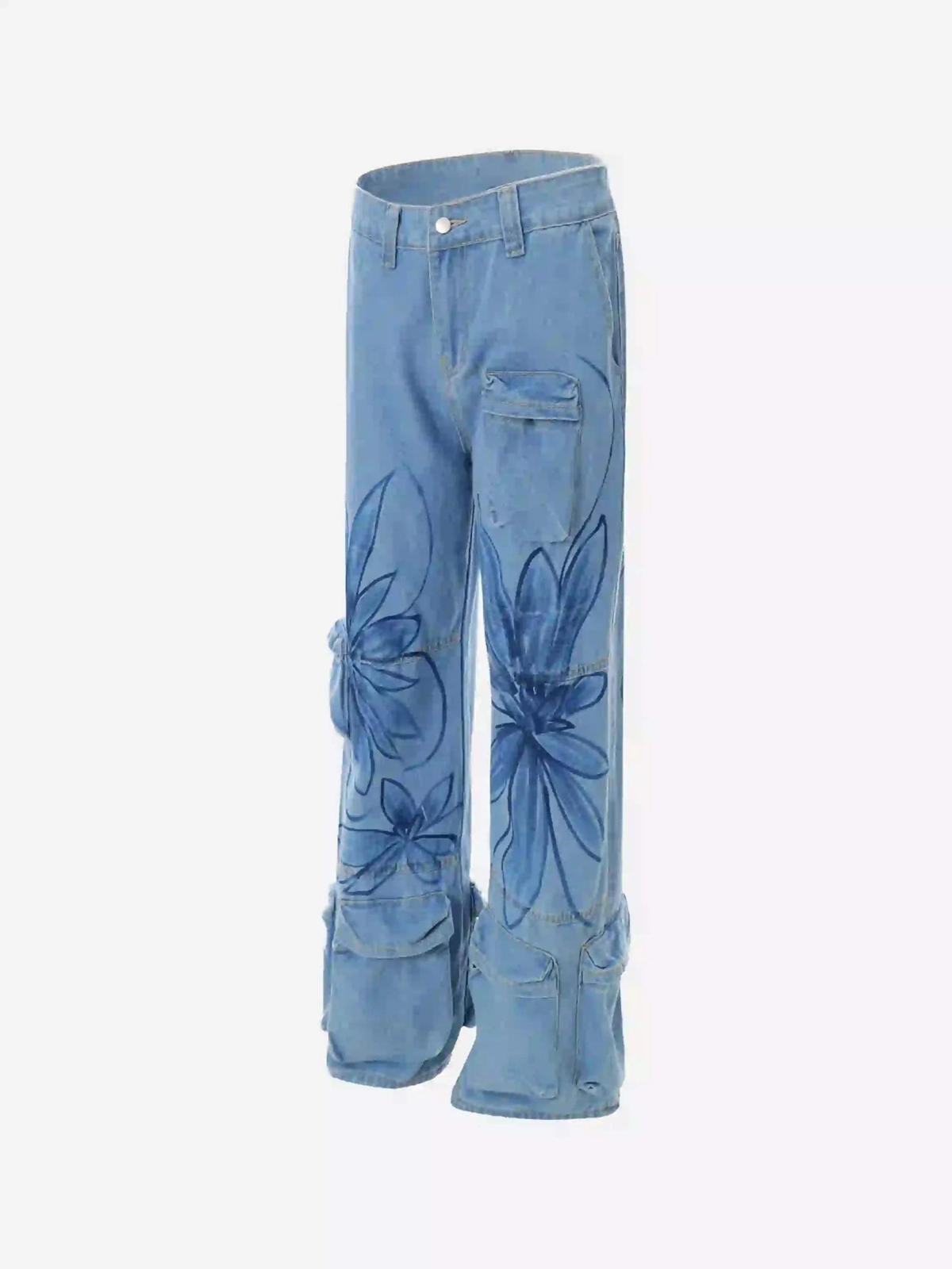 Concert Outfit Street Hand-Painted Graffiti Wide-Leg Jeans Concert Outfit Street Hand-Painted Graffiti Wide-Leg Jeans