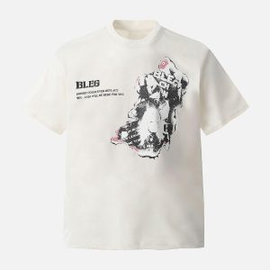 Concert Outfit Street Hip-Hop Portrait Print T-Shirt