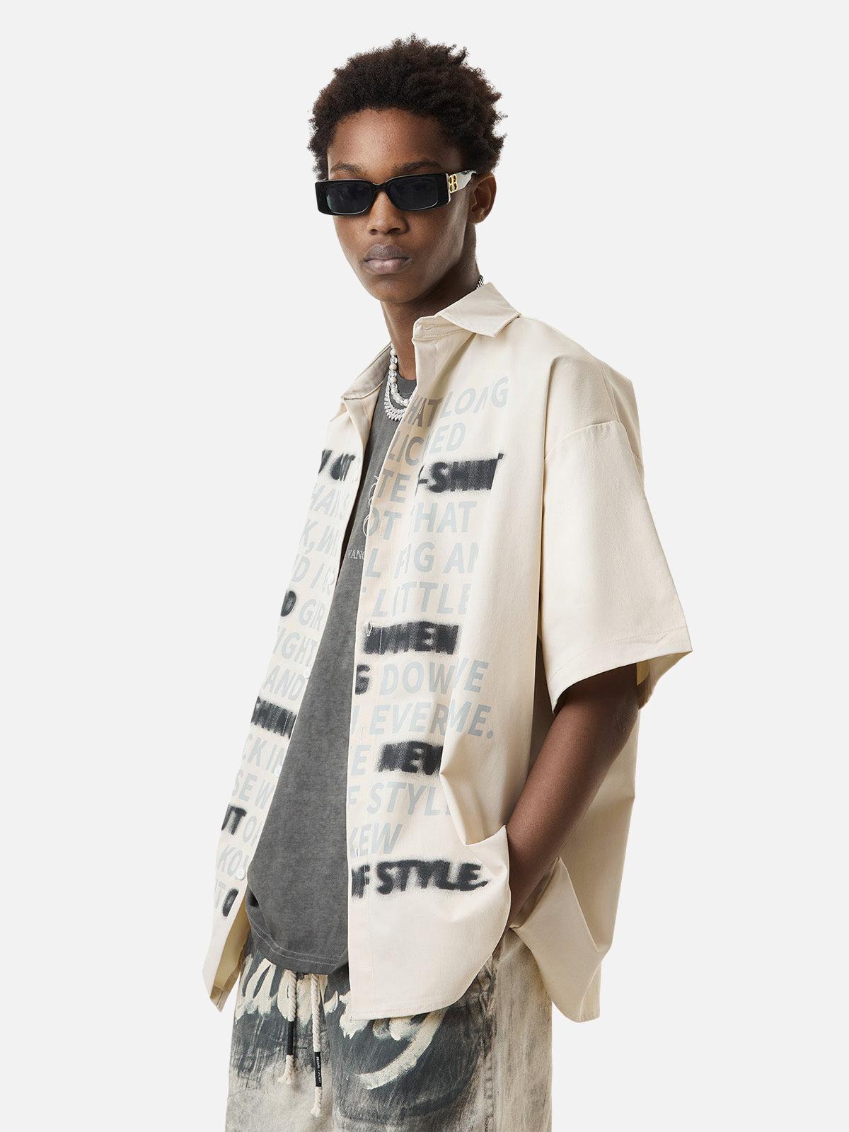 Concert Outfit Street Letter Print Short Sleeve Shirt Concert Outfit Street Letter Print Short Sleeve Shirt