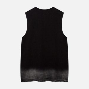 Concert Outfit Street Necklace Graffiti Spray-Painted Vest