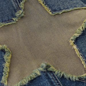 Concert Outfit Street Patchwork Star Embroidered Denim Shorts