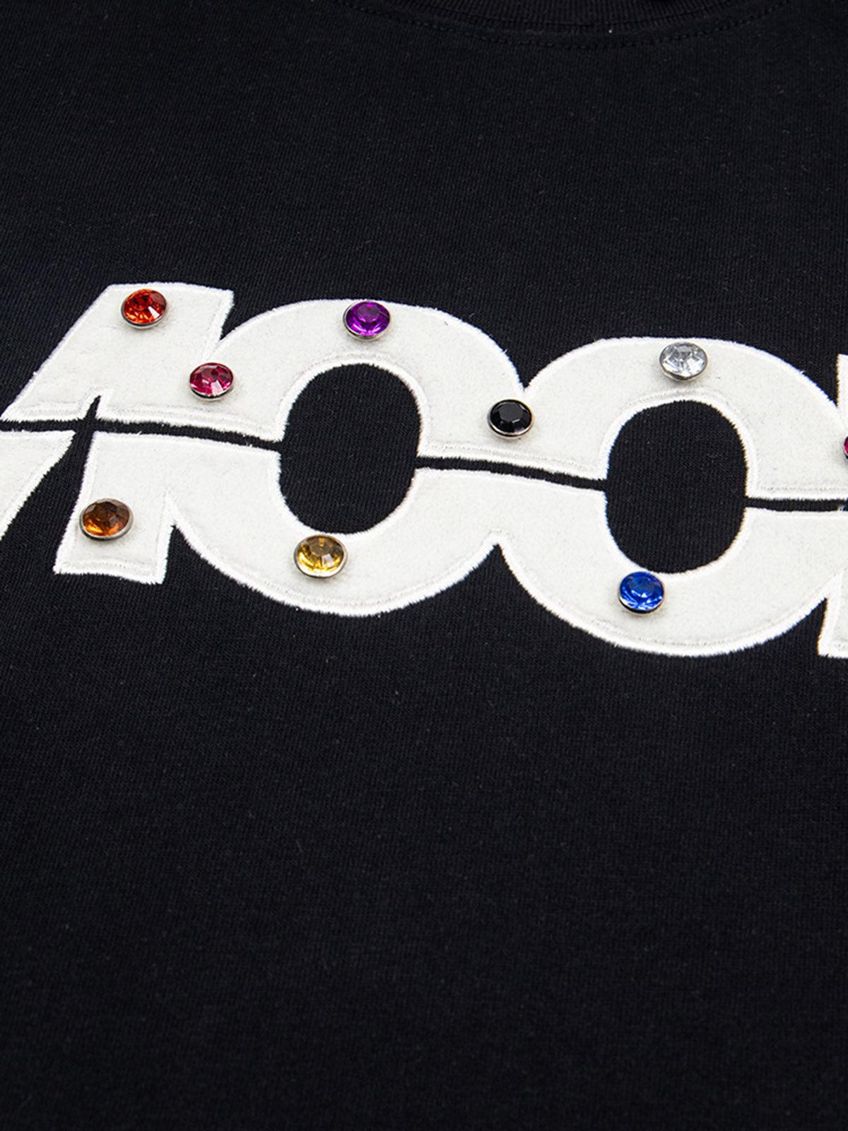 Concert Outfit Street Retro MOOD Patch Embroidered Rivet T-Shirt Concert Outfit Street Retro MOOD Patch Embroidered Rivet T-Shirt