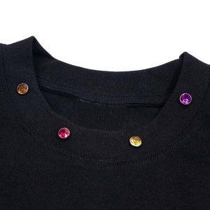 Concert Outfit Street Retro MOOD Patch Embroidered Rivet T-Shirt