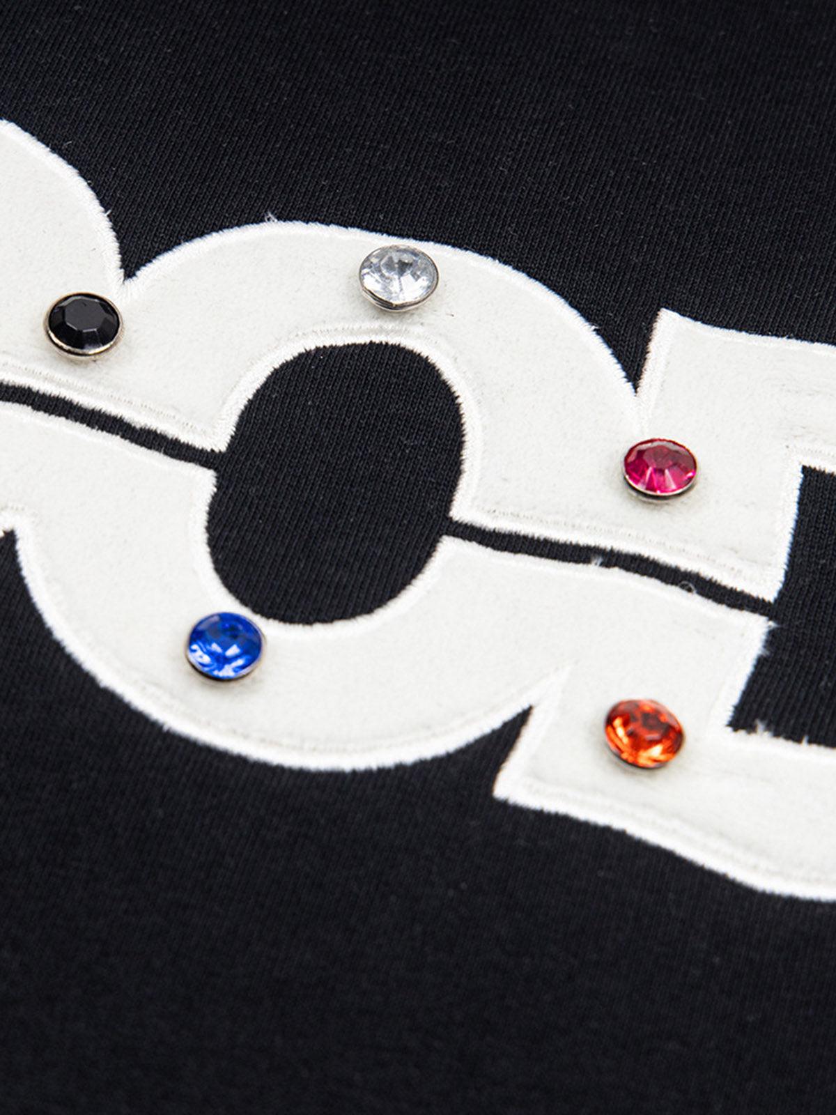 Concert Outfit Street Retro MOOD Patch Embroidered Rivet T-Shirt Concert Outfit Street Retro MOOD Patch Embroidered Rivet T-Shirt