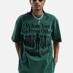 Concert Outfit Street Retro Portrait Letter Print T-Shirt