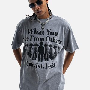 Concert Outfit Street Retro Portrait Letter Print T-Shirt